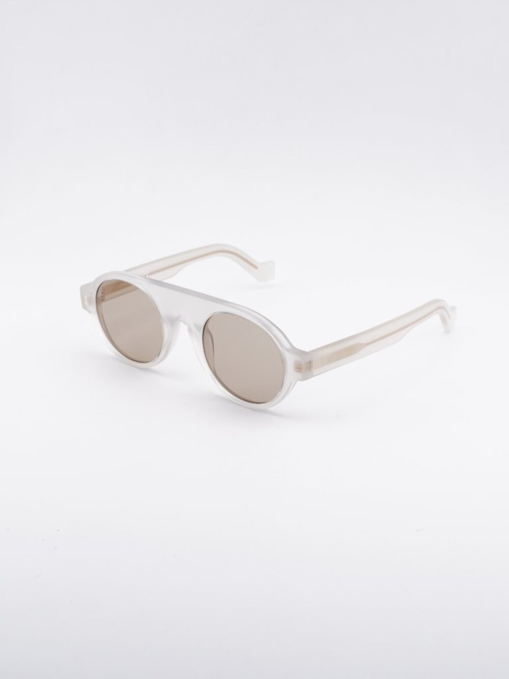 Loewe LW40020I 21E Sunglasses Translucent White Round Frame, Brown Lenses